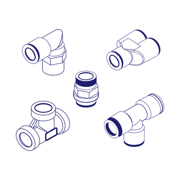 Camozzi 6463 4 1/8 BSPP and Metric, Female Stud Coupling, Push-In Fitting